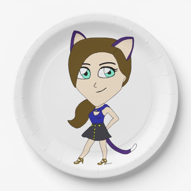 Plato De Papel chibi catgirl (Anverso)
