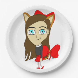 Plato De Papel chibi catgirl