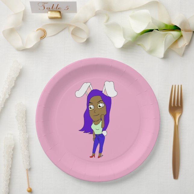 Plato De Papel Chibi conejita (Boda)