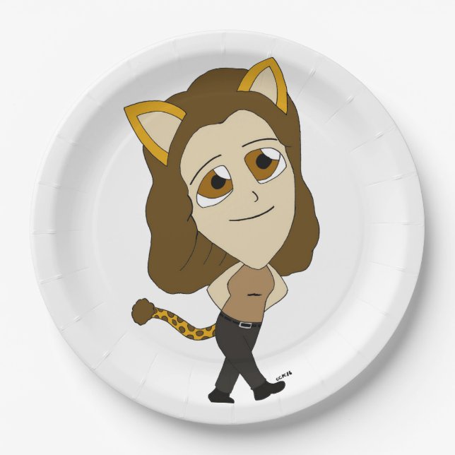 Plato De Papel chibi gatita  (Anverso)