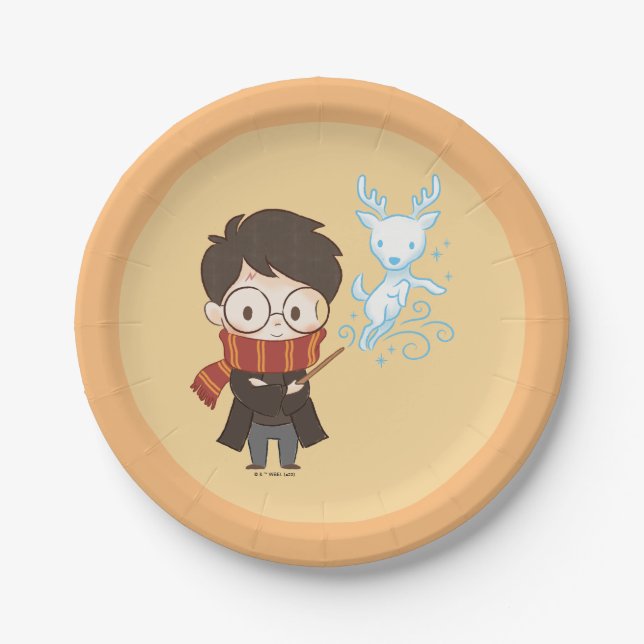 Plato De Papel Chibi HARRY POTTER™ Patrono (Anverso)