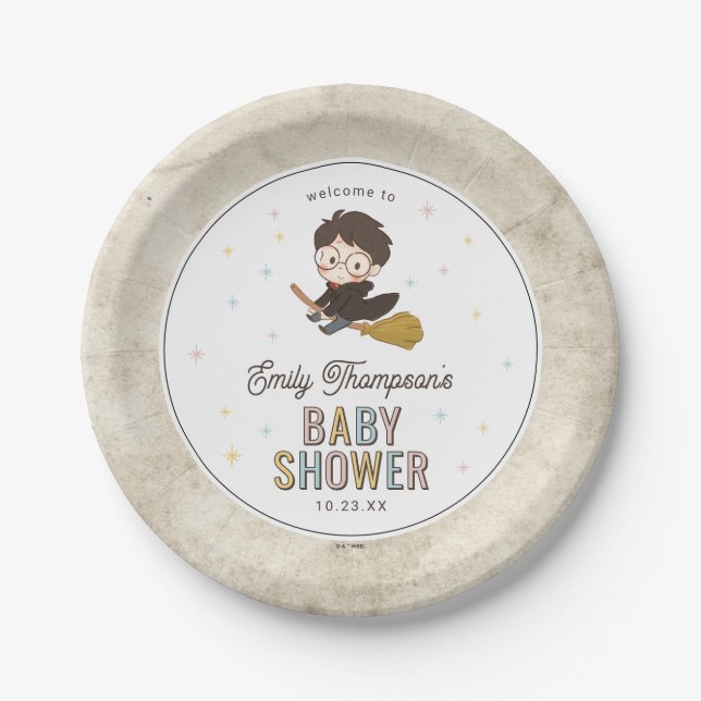 Plato De Papel Chibi Harry Potter Wizard Baby Shower (Anverso)