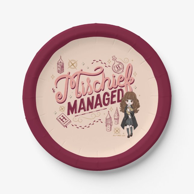 Plato De Papel Chibi Hermione "Mischief Managed" (Anverso)