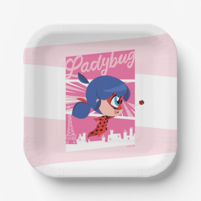 Plato De Papel Chibi Ladybug en París (Anverso)