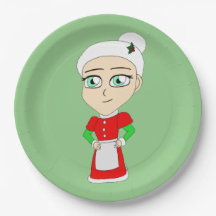 Plato De Papel chibi mrs claus