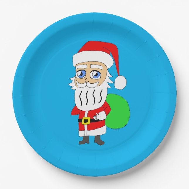Plato De Papel Chibi Santa Claus (Anverso)