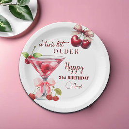 Plato De Papel Chic A Tini Bit Older Cherry Martini 21st Birthday
