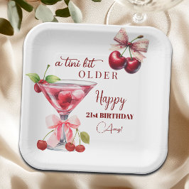 Plato De Papel Chic A Tini Bit Older Cherry Martini 21st Birthday