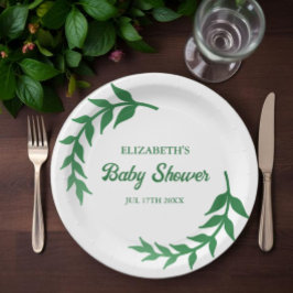 Plato De Papel Chic Baby Shower de Vegetación