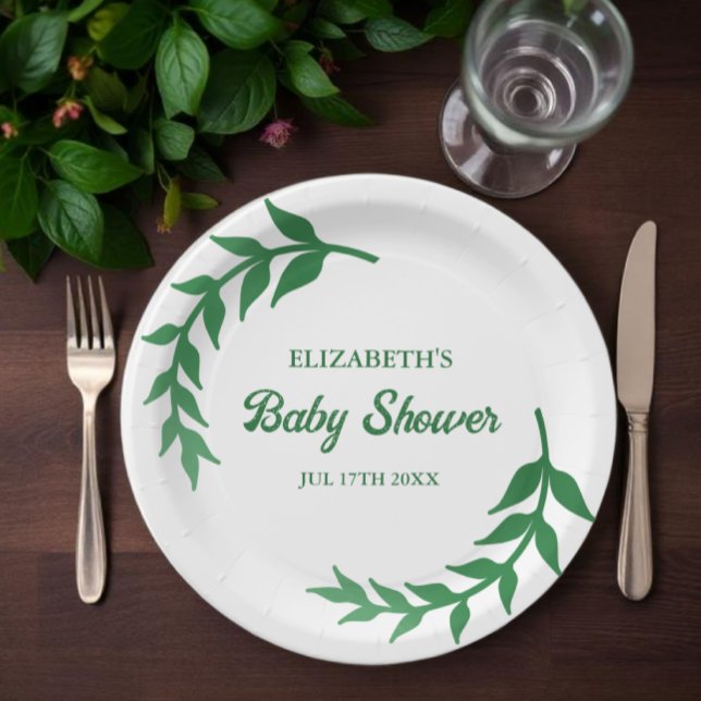 Plato De Papel Chic Baby Shower de Vegetación (Subido por el creador)