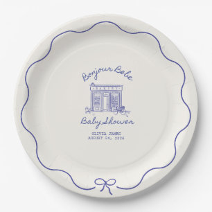 Plato De Papel Chic Bonjour bebe fiesta de bebé