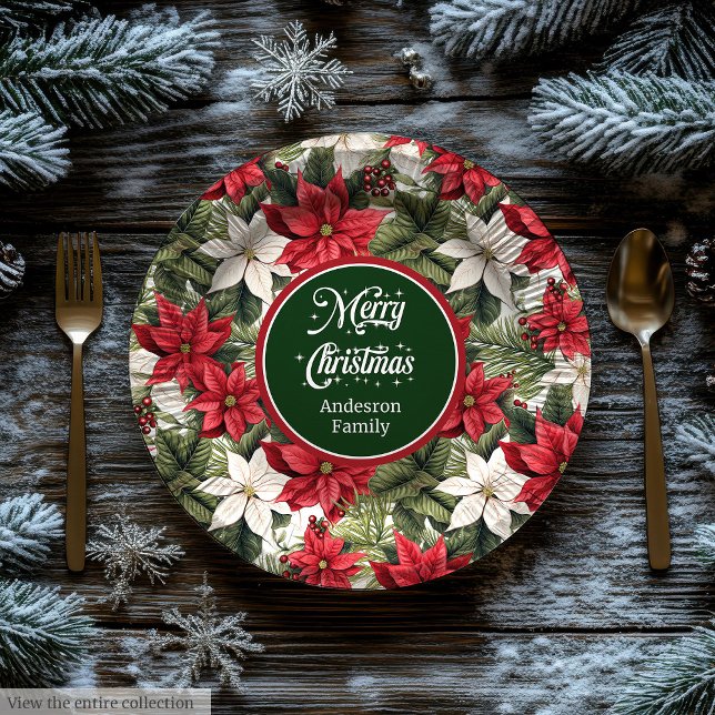 Plato De Papel Chic Custom Christmas Floral Paper Plates Gift  (Chic Custom Christmas Floral Paper Plates Gift )