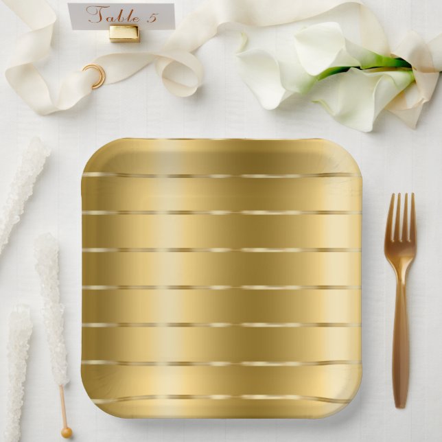 Plato De Papel Chic Gold Yellow Ribbon Despedida de Soltera (Boda)