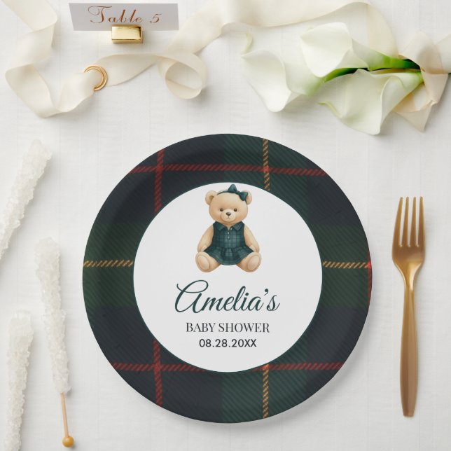 Plato De Papel Chic Luxury Teddy Bear Baby Shower  (Boda)
