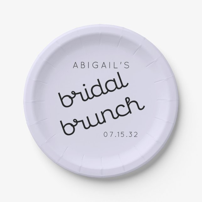 Plato De Papel Chic Minimal Lavanda Mod Script Brunch Bienvenida  (Anverso)