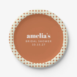 Plato De Papel Chic Moderno Terracota Puntos Boda Cumpleaños Pers