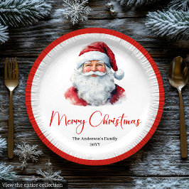 Plato De Papel Chic Santa Claus Trendy Editable Christmas Plates