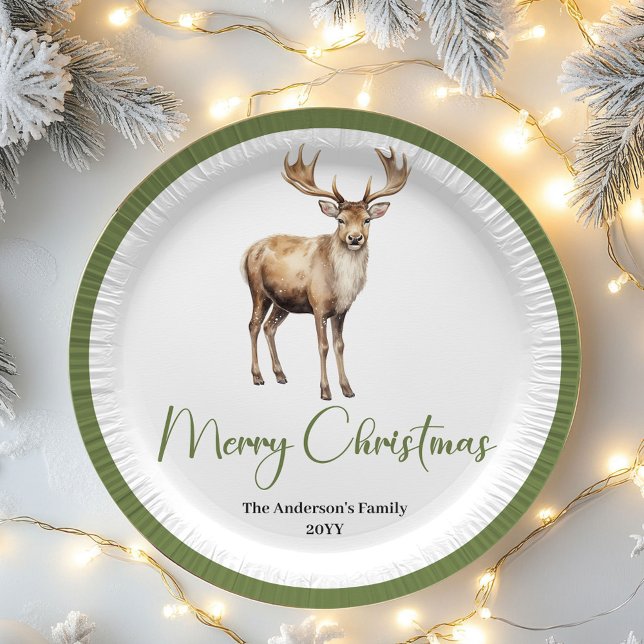 Plato De Papel Chic Soft Earth Tone Christmas Personalized Dinner (Soft Earth Tone Christmas Personalized Dinner Plates)