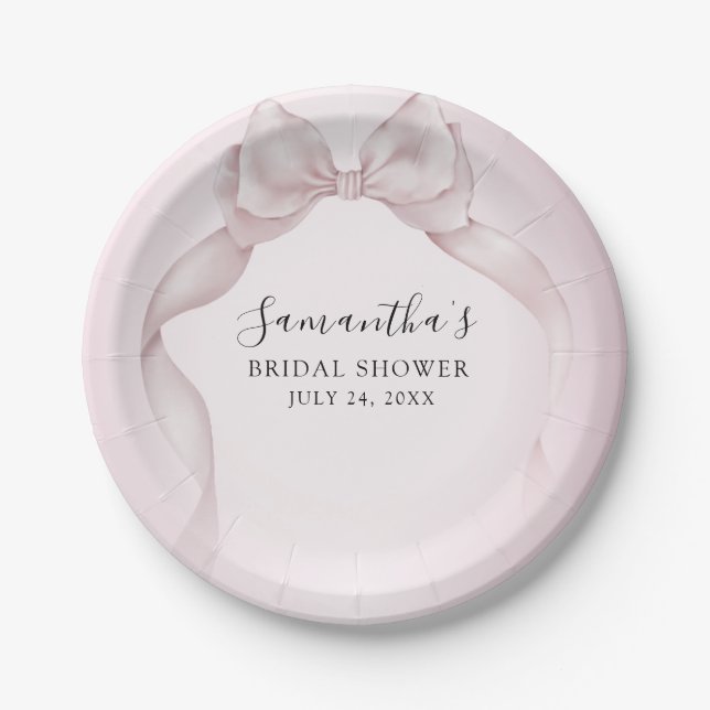 Plato De Papel Chic Tazón de Despedida de Soltera Rosa (Anverso)