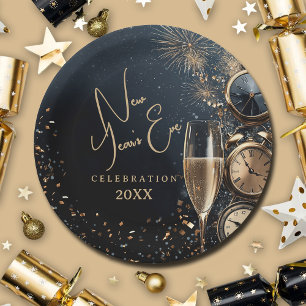 Plato De Papel Chic Tiempo de Champagne Nochevieja