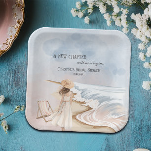 Plato De Papel Chic 'Un Nuevo Capítulo' Ducha de Novia Playa y Ol