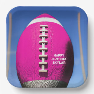 Plato De Papel Chica adolescente Blue Sky Goal Fútbol Rosa