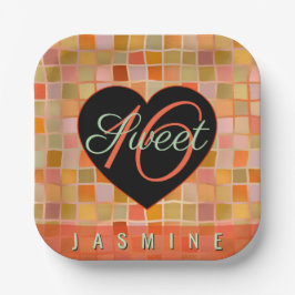 Plato De Papel Chica adolescente de corazón negro dulce 16