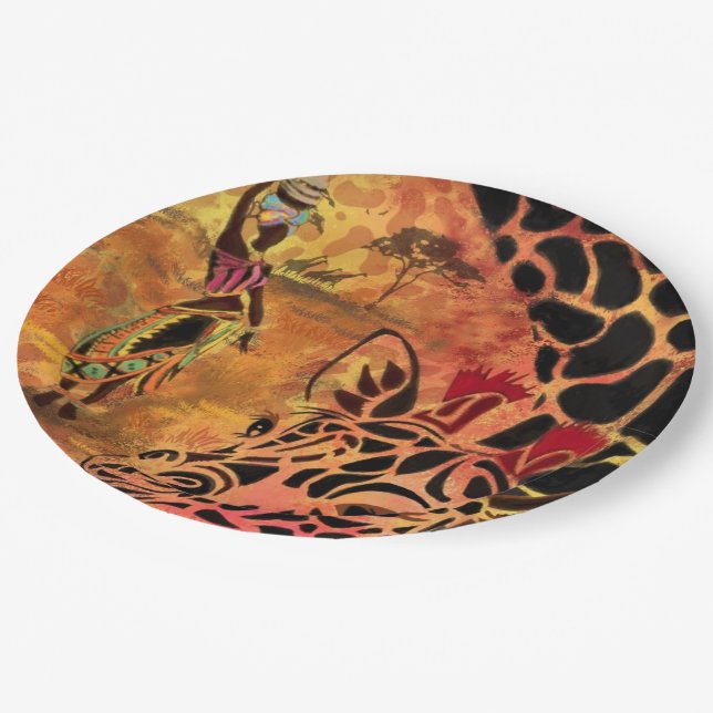 Plato De Papel Chica africano y amigos de planchas de papel de ji (Angular)