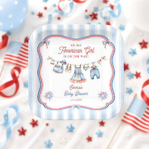 Plato De Papel Chica Americana Ducha de Bebé