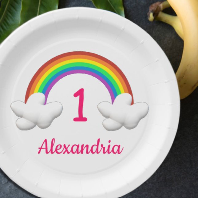 Plato De Papel Chica arcoiris Cualquier cumpleaños de edad (Subido por el creador)