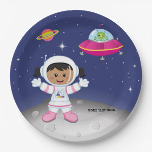 Plato De Papel Chica astronauta