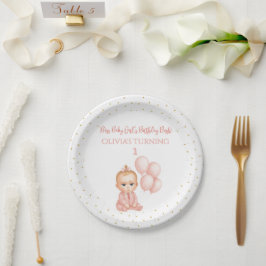 Plato De Papel Chica Baby Boss Partido del Cumpleaños - Bebé Pink