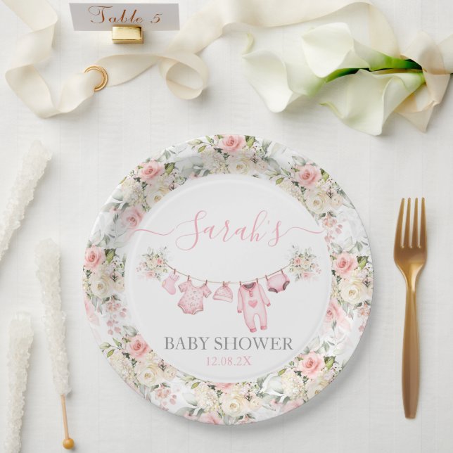 Plato De Papel Chica Baby Clothes Baby Shower (Boda)