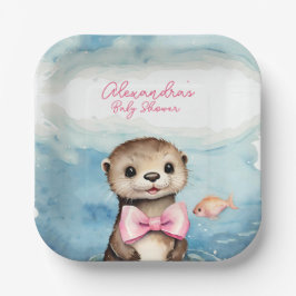 Plato De Papel Chica Baby Otter Baby Shower