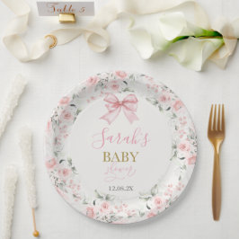 Plato De Papel Chica Baby Shower con arco