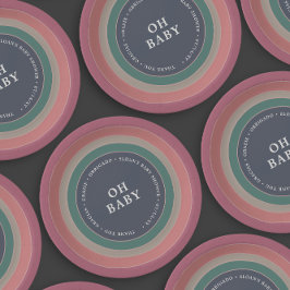 Plato De Papel Chica Baby Shower de arcoiris silenciado