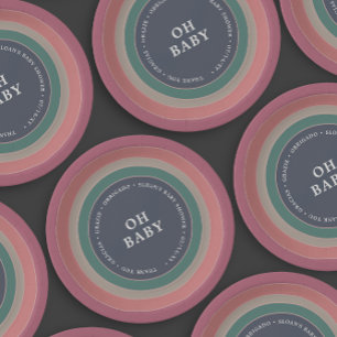 Plato De Papel Chica Baby Shower de arcoiris silenciado