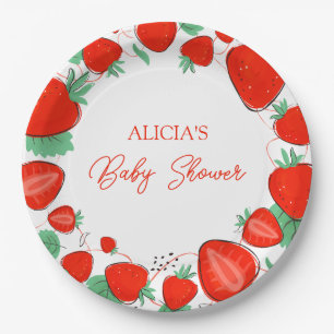 Plato De Papel Chica Baby Shower de Berry Sweet Strawberries
