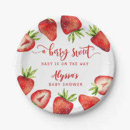Plato De Papel Chica Baby Shower de Berry Sweet Strawberries