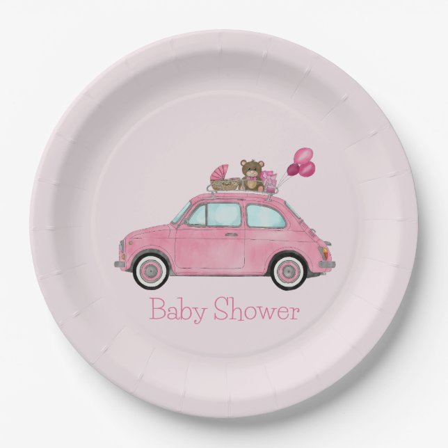 Plato De Papel Chica Baby Shower Fiat 500 (Anverso)