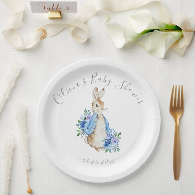 Plato De Papel Chica Blue Peter Rabbit Boy Baby Shower (Boda)