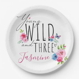 Plato De Papel Chica bonito 3 Nombre de cumpleaños