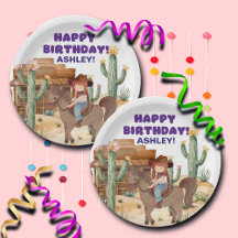 Chica bovina en la fiesta de cumpleaños del caball