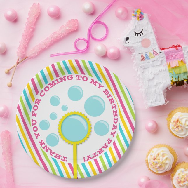 Plato De Papel Chica Bubble Fiesta Cumpleaños (Fiesta)