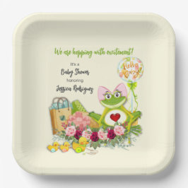 Plato De Papel Chica caprichosa rana Baby Shower personalizada