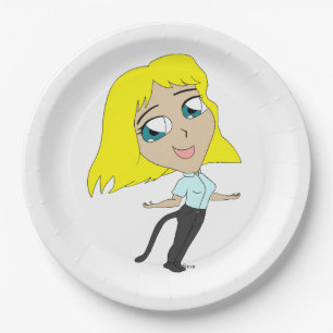 Plato De Papel chica chibi con cola