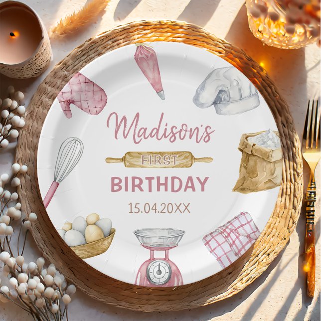 Plato De Papel Chica Cocina de hornear Primer Fiesta de cumpleaño (Subido por el creador)