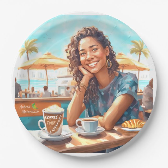 Plato De Papel Chica con pausa para café (Anverso)