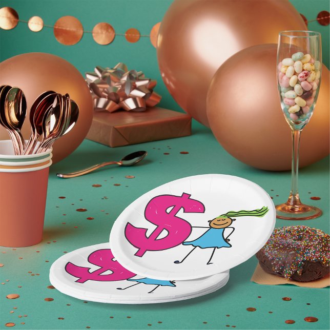 Plato De Papel Chica Con Rótulo De Dólar (Subido por el creador)