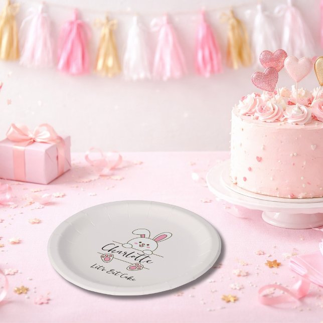 Plato De Papel Chica Conejo Rosa Adorable Cumpleaños Comamos Past (Subido por el creador)